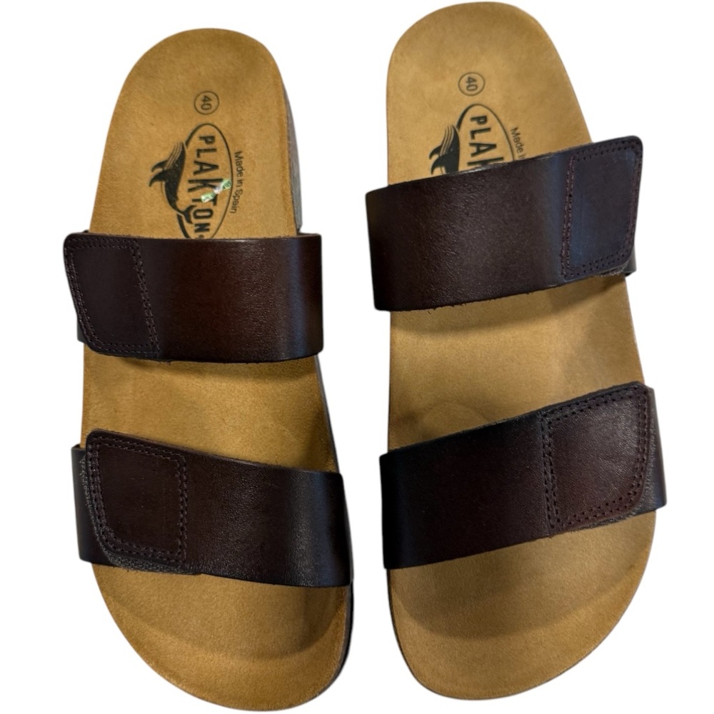 Plakton Cult Dual Strap Adjustable Slide-on Sandals, size 40